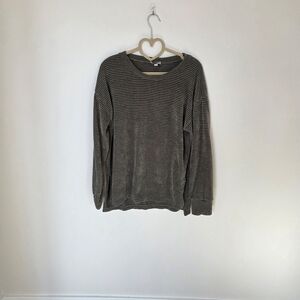 Chenault Black and Gray Striped Long Sleeve Top